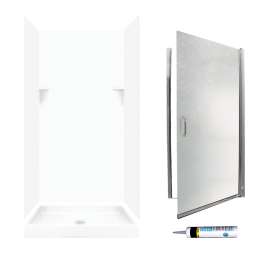 SSP3636010-M34570CR 72-in x 36-in x 36-in 5-Piece Alcove Shower Kit in White