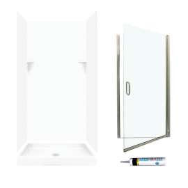 SSP3636010-M34570NC 72-in x 36-in x 36-in 5-Piece Alcove Shower Kit in White