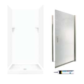stone 72-in x 36-in x 36-in 5-Piece Alcove Shower Kit in White