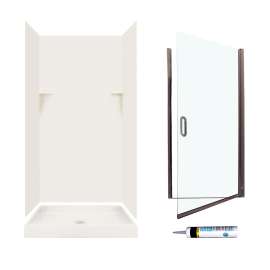 SSP3636018-M34570BC 72-in x 36-in x 36-in 5-Piece Alcove Shower Kit in Bisque