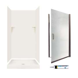 SSP3636018-M34570BR 72-in x 36-in x 36-in 5-Piece Alcove Shower Kit in Bisque