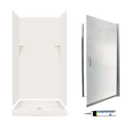 SSP3636018-M34570CR 72-in x 36-in x 36-in 5-Piece Alcove Shower Kit in Bisque