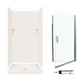 SSP3636018-M34570NC 72-in x 36-in x 36-in 5-Piece Alcove Shower Kit in Bisque