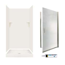 stone 72-in x 36-in x 36-in 5-Piece Alcove Shower Kit in Bisque