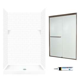 STP3248010-M46570BR 72.5-in x 48-in x 32-in 5-Piece Alcove Shower Kit in White