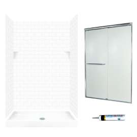 STP3248010-M46570CR 72.5-in x 48-in x 32-in 5-Piece Alcove Shower Kit in White