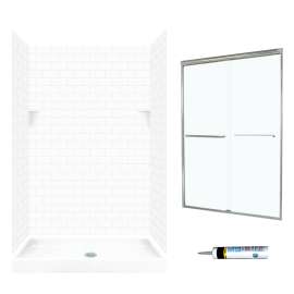 STP3248010-M46570NC 72.5-in x 48-in x 32-in 5-Piece Alcove Shower Kit in White
