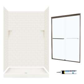 STP3248018-M46570BC 72.5-in x 48-in x 32-in 5-Piece Alcove Shower Kit in Bisque