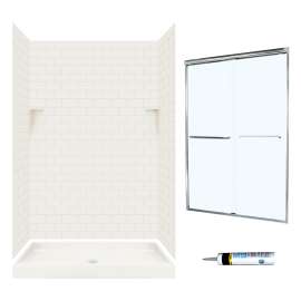 STP3248018-M46570CC 72.5-in x 48-in x 32-in 5-Piece Alcove Shower Kit in Bisque