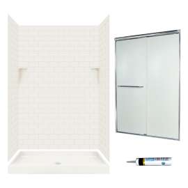 STP3248018-M46570CR 72.5-in x 48-in x 32-in 5-Piece Alcove Shower Kit in Bisque
