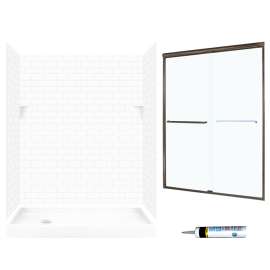 STP326L010-M58570BC 72.5-in x 60-in x 32-in 5-Piece Alcove Shower Kit in White