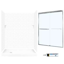 STP326L010-M58570CC 72.5-in x 60-in x 32-in 5-Piece Alcove Shower Kit in White