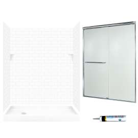 STP326L010-M58570CR 72.5-in x 60-in x 32-in 5-Piece Alcove Shower Kit in White
