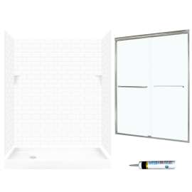 STP326L010-M58570NC 72.5-in x 60-in x 32-in 5-Piece Alcove Shower Kit in White