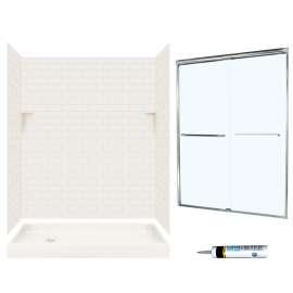 STP326L018-M58570CC 72.5-in x 60-in x 32-in 5-Piece Alcove Shower Kit in Bisque