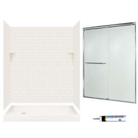 STP326L018-M58570CR 72.5-in x 60-in x 32-in 5-Piece Alcove Shower Kit in Bisque