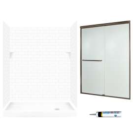 STP326R010-M58570BR 72.5-in x 60-in x 32-in 5-Piece Alcove Shower Kit in White