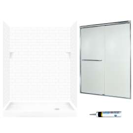 STP326R010-M58570CR 72.5-in x 60-in x 32-in 5-Piece Alcove Shower Kit in White
