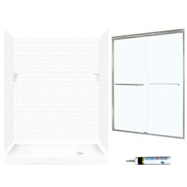 STP326R010-M58570NC 72.5-in x 60-in x 32-in 5-Piece Alcove Shower Kit in White