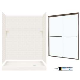 STP326R018-M58570BC 72.5-in x 60-in x 32-in 5-Piece Alcove Shower Kit in Bisque