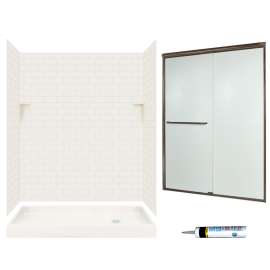 STP326R018-M58570BR 72.5-in x 60-in x 32-in 5-Piece Alcove Shower Kit in Bisque