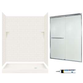 STP326R018-M58570CR 72.5-in x 60-in x 32-in 5-Piece Alcove Shower Kit in Bisque