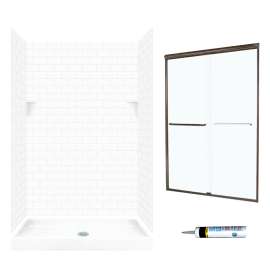 STP3448010-M46570BC 72.5-in x 48-in x 34-in 5-Piece Alcove Shower Kit in White