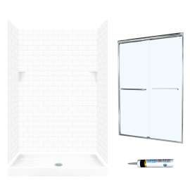 STP3448010-M46570CC 72.5-in x 48-in x 34-in 5-Piece Alcove Shower Kit in White