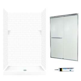 STP3448010-M46570CR 72.5-in x 48-in x 34-in 5-Piece Alcove Shower Kit in White
