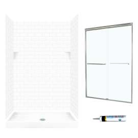STP3448010-M46570NC 72.5-in x 48-in x 34-in 5-Piece Alcove Shower Kit in White