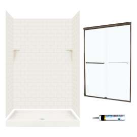 STP3448018-M46570BC 72.5-in x 48-in x 34-in 5-Piece Alcove Shower Kit in Bisque