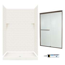 STP3448018-M46570BR 72.5-in x 48-in x 34-in 5-Piece Alcove Shower Kit in Bisque