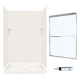 STP3448018-M46570CC 72.5-in x 48-in x 34-in 5-Piece Alcove Shower Kit in Bisque