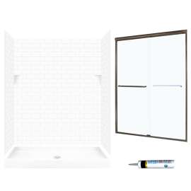 STP3460010-M58570BC 72.5-in x 60-in x 34-in 5-Piece Alcove Shower Kit in White