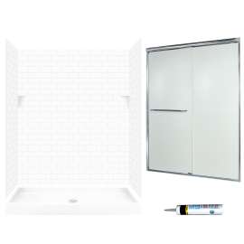 STP3460010-M58570CR 72.5-in x 60-in x 34-in 5-Piece Alcove Shower Kit in White