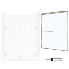 STP3460010-M58570NC 72.5-in x 60-in x 34-in 5-Piece Alcove Shower Kit in White
