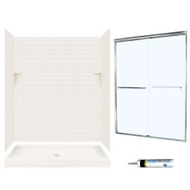 STP3460018-M58570CC 72.5-in x 60-in x 34-in 5-Piece Alcove Shower Kit in Bisque