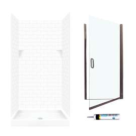 STP3636010-M34570BC 72.5-in x 36-in x 36-in 5-Piece Alcove Shower Kit in White