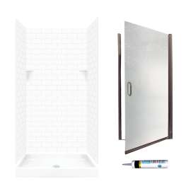 STP3636010-M34570BR 72.5-in x 36-in x 36-in 5-Piece Alcove Shower Kit in White