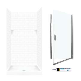 STP3636010-M34570CC 72.5-in x 36-in x 36-in 5-Piece Alcove Shower Kit in White