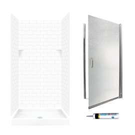 STP3636010-M34570CR 72.5-in x 36-in x 36-in 5-Piece Alcove Shower Kit in White