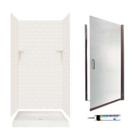 STP3636018-M34570BR 72.5-in x 36-in x 36-in 5-Piece Alcove Shower Kit in Bisque