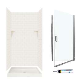 STP3636018-M34570CC 72.5-in x 36-in x 36-in 5-Piece Alcove Shower Kit in Bisque