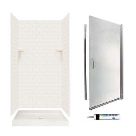 STP3636018-M34570CR 72.5-in x 36-in x 36-in 5-Piece Alcove Shower Kit in Bisque