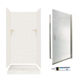 stone 72.5-in x 36-in x 36-in 5-Piece Alcove Shower Kit in Bisque