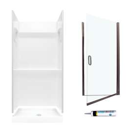 Veritek SVP3232010-M28570BC 73.25-in x 32-in x 32-in 3-Piece Alcove Shower Kit in White