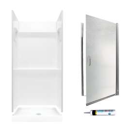 Veritek SVP3232010-M28570CR 73.25-in x 32-in x 32-in 3-Piece Alcove Shower Kit in White