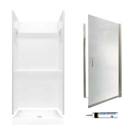 Veritek 73.25-in x 32-in x 32-in 3-Piece Alcove Shower Kit in White