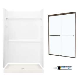Veritek SVP3448010-M44570BC 73.25-in x 48-in x 34-in 3-Piece Alcove Shower Kit in White