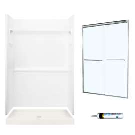 Veritek SVP3448010-M44570CC 73.25-in x 48-in x 34-in 3-Piece Alcove Shower Kit in White